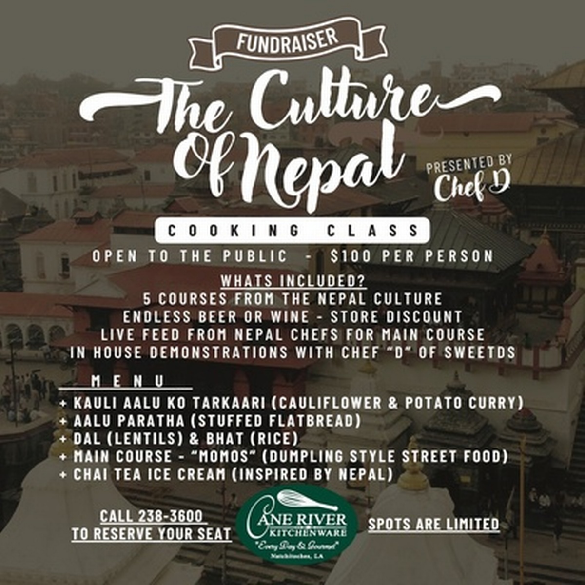 The Culture of Nepal Cooking Class with Cane River Kitchenware Mar 28